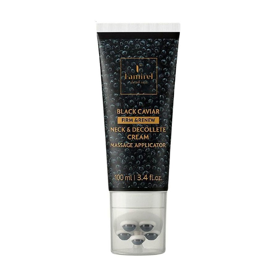 Крем для шиї та декольте Famirel Black Caviar Neck &amp; Decollete Cream з масажним аплікатором, 100 мл